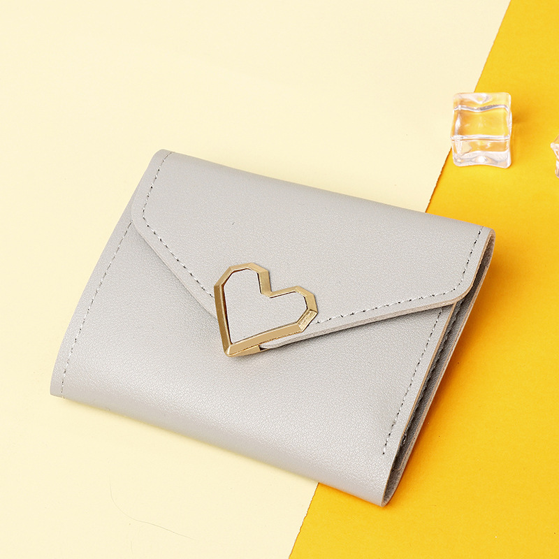 Fashion Grey Pu Love Flip Wallet