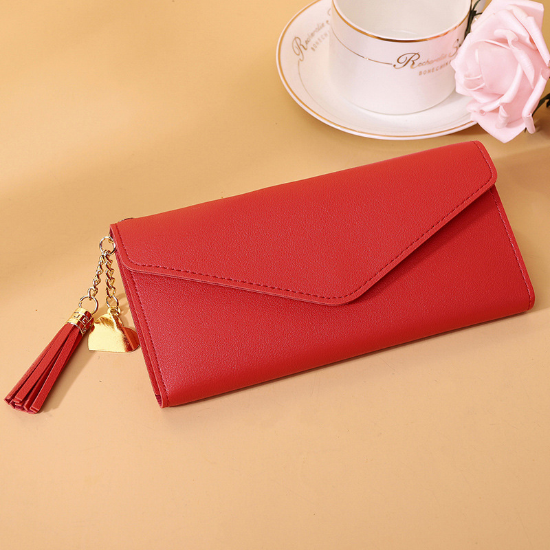Fashion Red Pu Flip Wallet