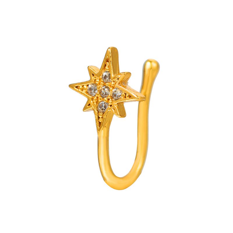 Fashion 1# Copper Inlaid Zirconium Star U-shaped Nose Clip