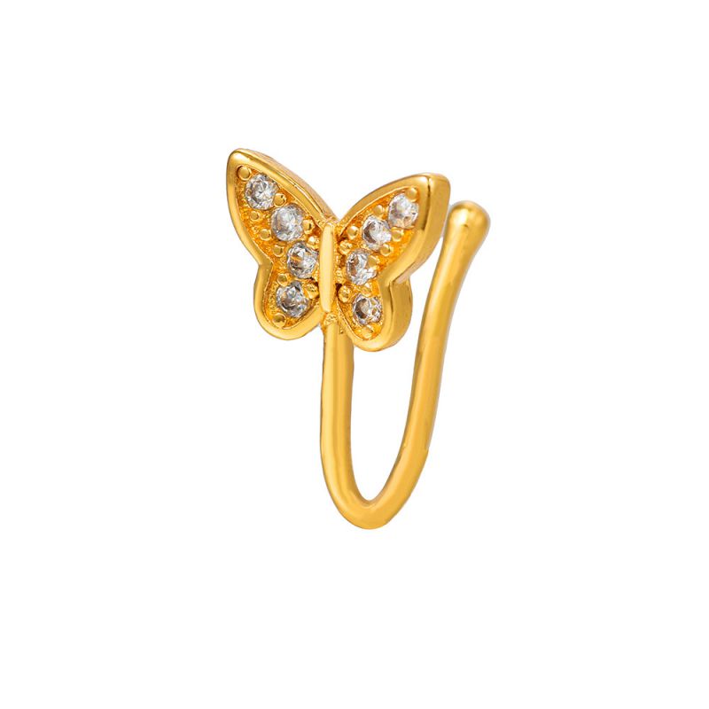 Fashion 3# Copper Inlaid Zirconium Butterfly U-shaped Nose Clip