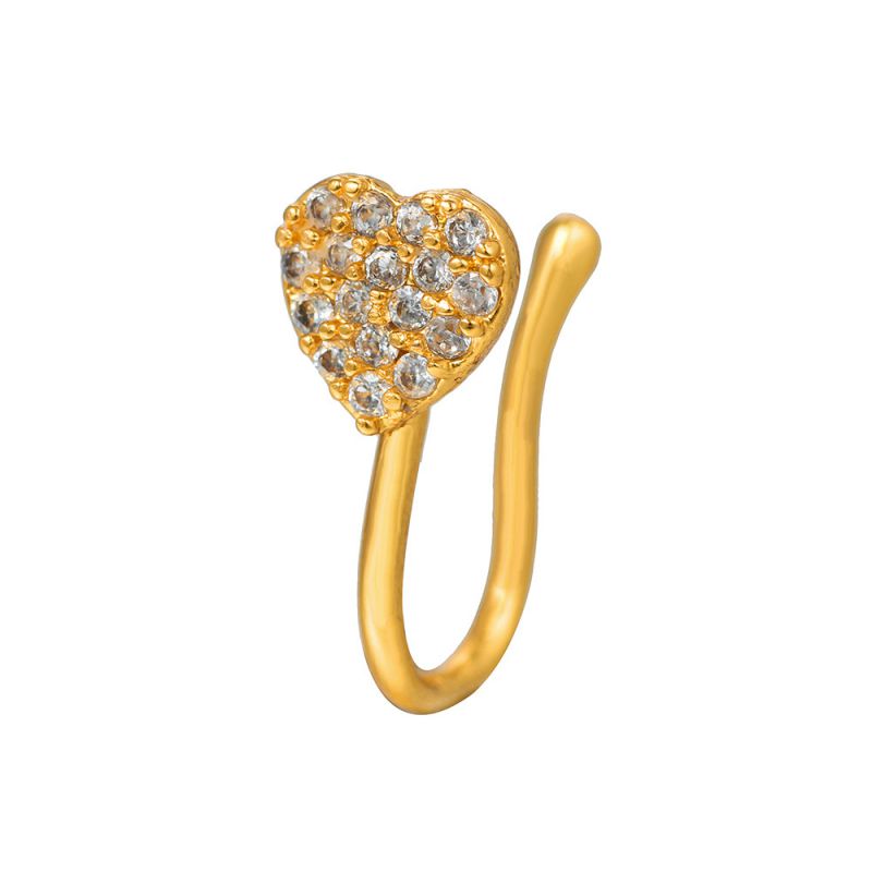 Fashion 9# Copper Inlaid Zirconium Heart U-shaped Nose Clip