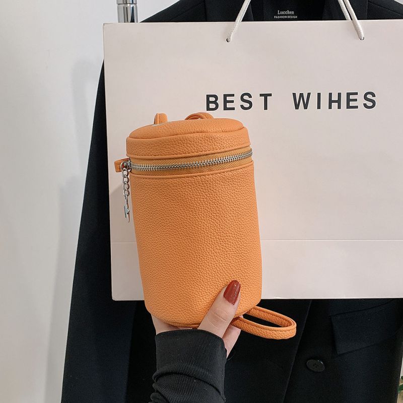 Fashion Orange Pu Cross-body Pen Holder Bag
