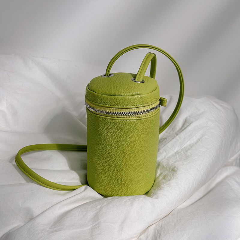 Fashion Grass Green Pu Cross-body Pen Holder Bag