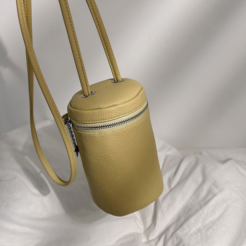 Fashion Yellow Pu Cross-body Pen Holder Bag