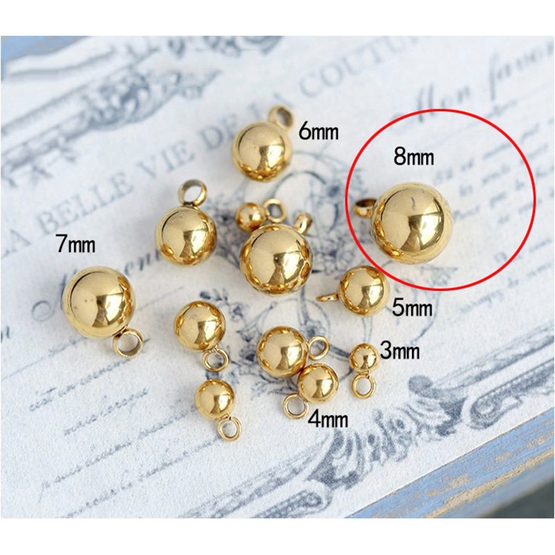 Fashion Gold - One Pendant - 8mm Titanium Steel Ring Ball Accessories