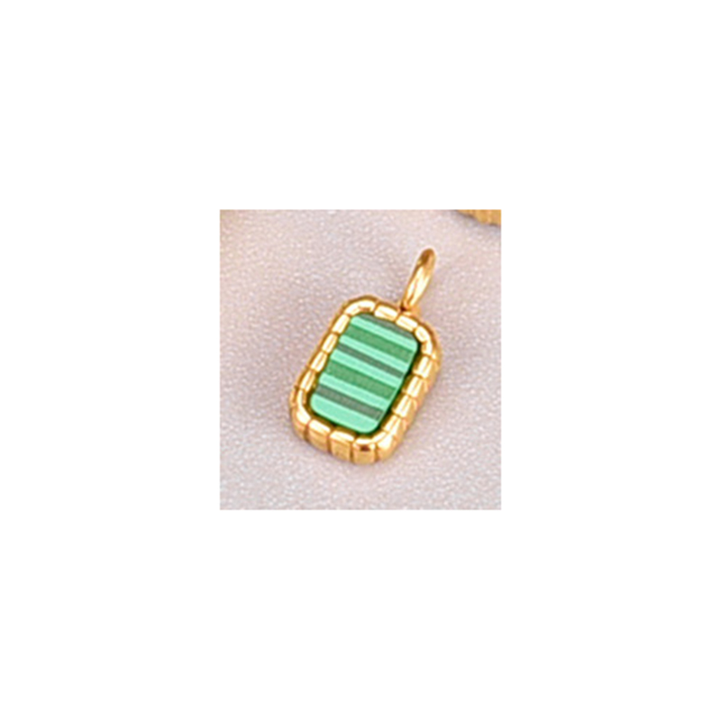 Fashion Small Green Piece-a Pendant Titanium Steel Gold-plated Square Pendant