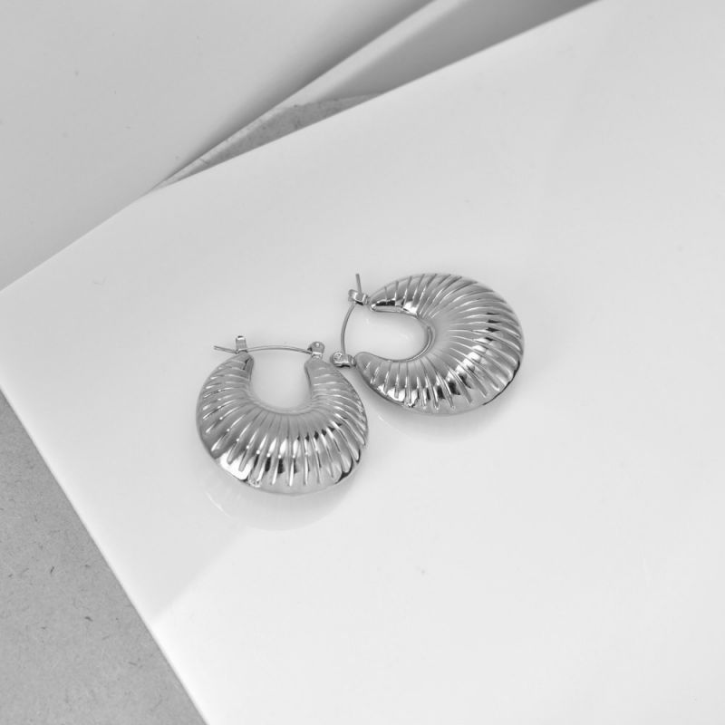 Fashion Silver Titanium Steel Gold-plated Threaded Earrings