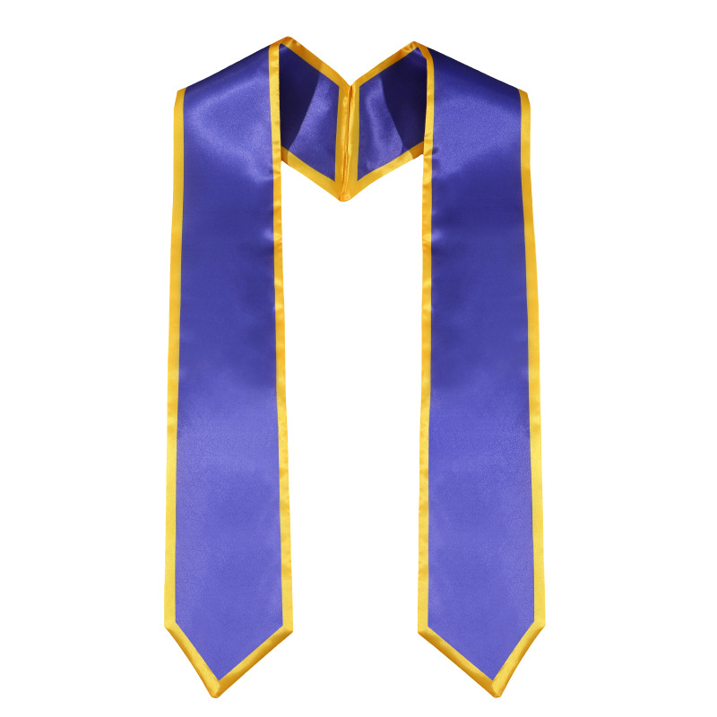Fashion Blue Background And Gold Edge [170cm] Satin Ribbon Ceremonial Shoulder Strap
