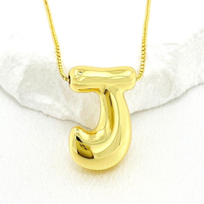 Fashion J Gold Plated Copper 26 Letter Necklace