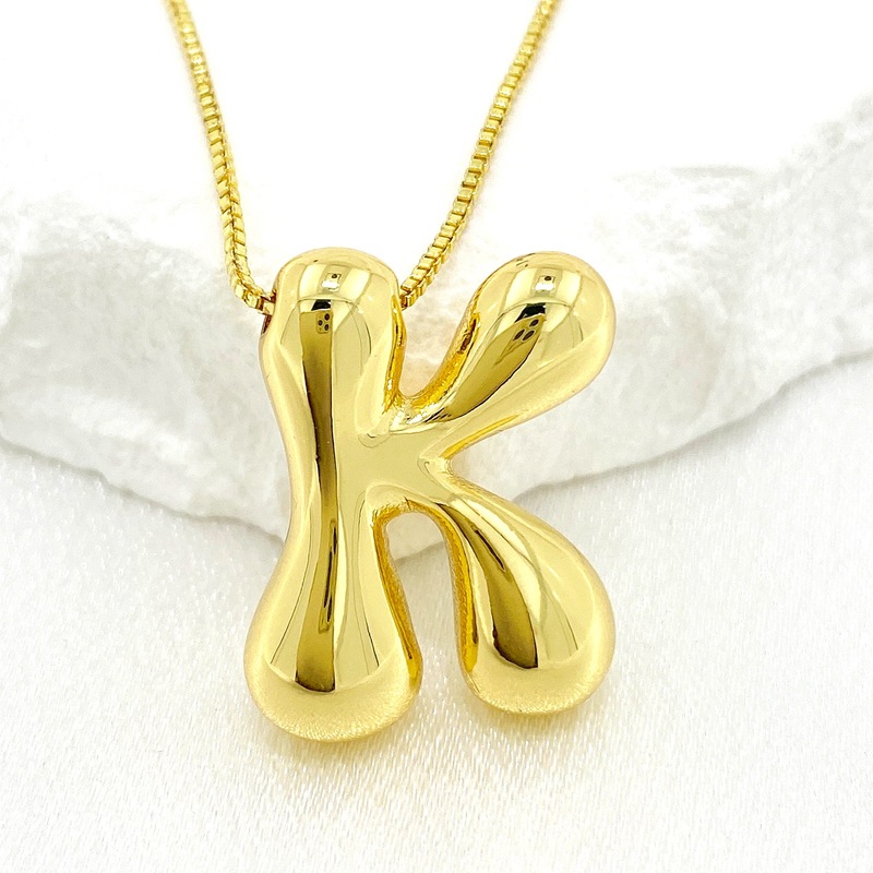 Fashion K Gold Plated Copper 26 Letter Necklace