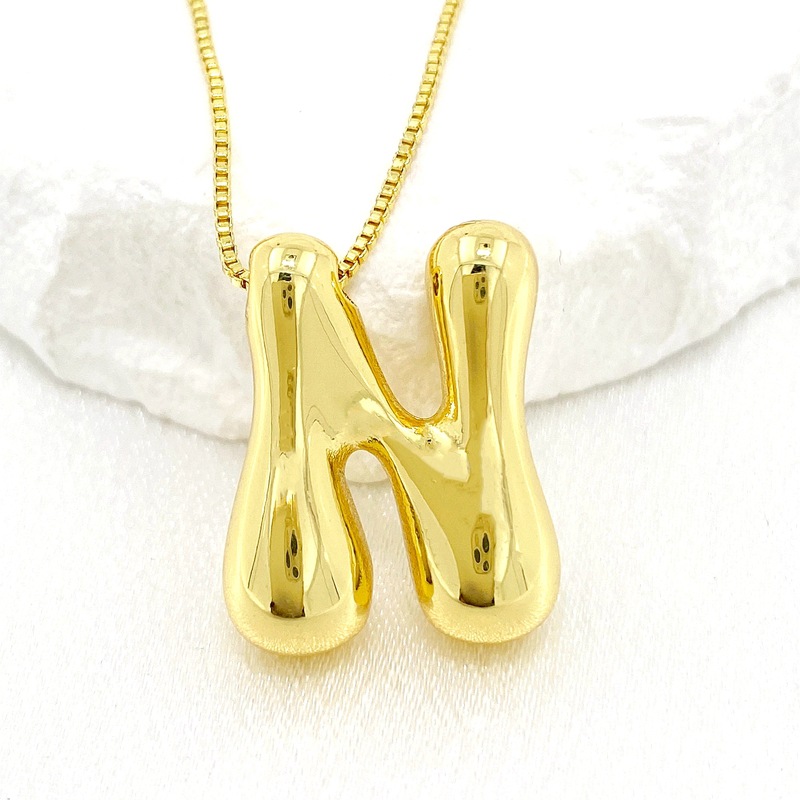 Fashion N Gold Plated Copper 26 Letter Necklace