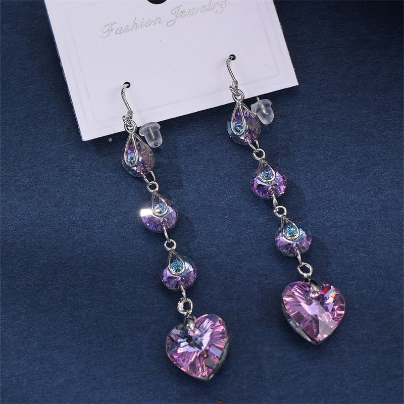 Fashion Purple 2 Resin Geometric Love Earrings