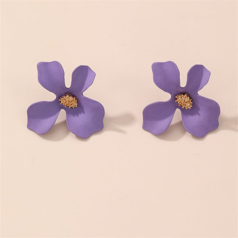 Fashion Purple Resin Flower Earrings