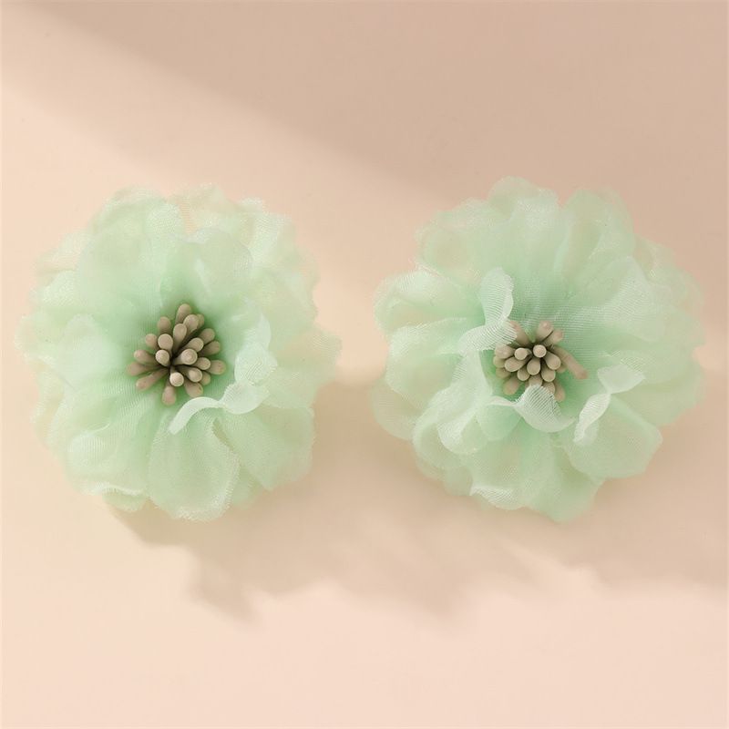 Fashion Green Mesh Flower Earrings