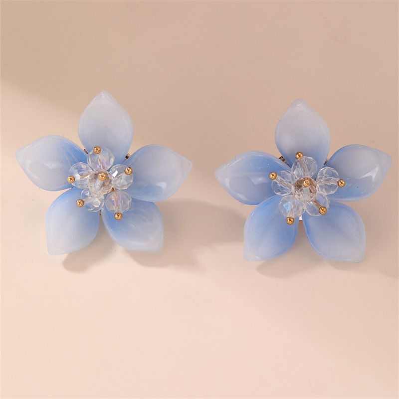 Fashion Blue Resin Flower Earrings