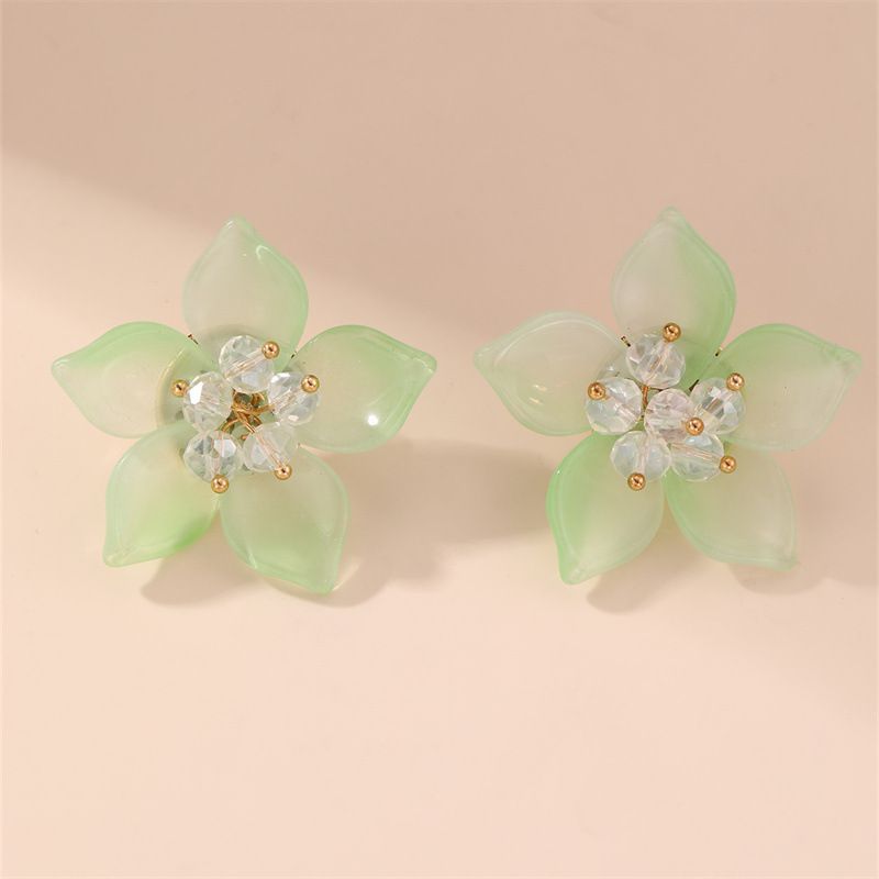 Fashion Green Resin Flower Earrings
