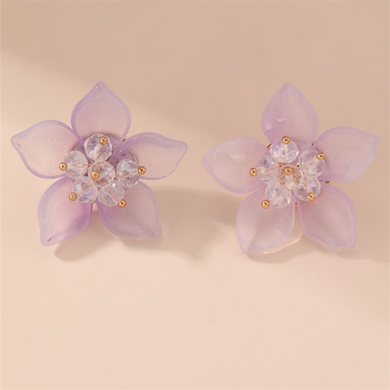 Fashion Purple Resin Flower Earrings