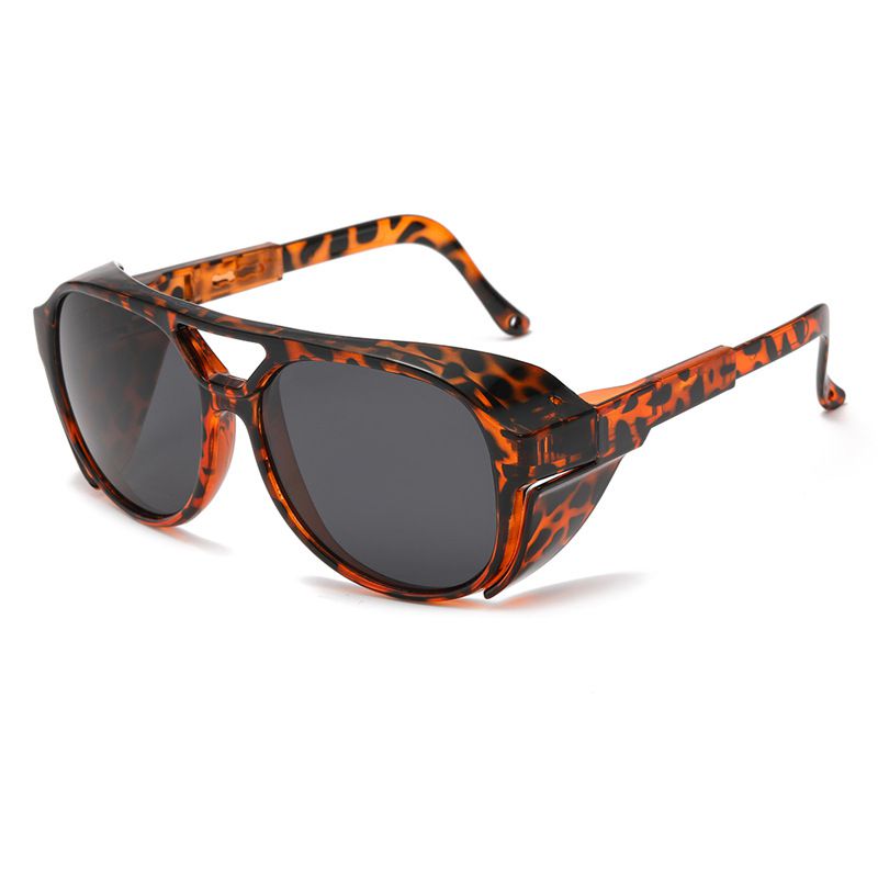 Fashion Leopard Print Frame Gray Piece C9 Pc Double Bridge Large Frame Sunglasses