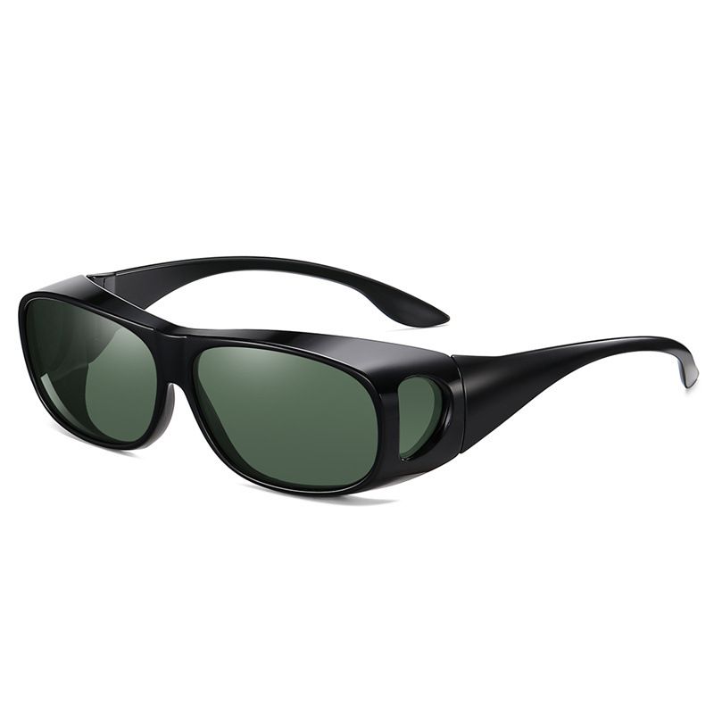 Fashion Bright Black Frame Green Film C2 Pc Large Frame Sunglasses