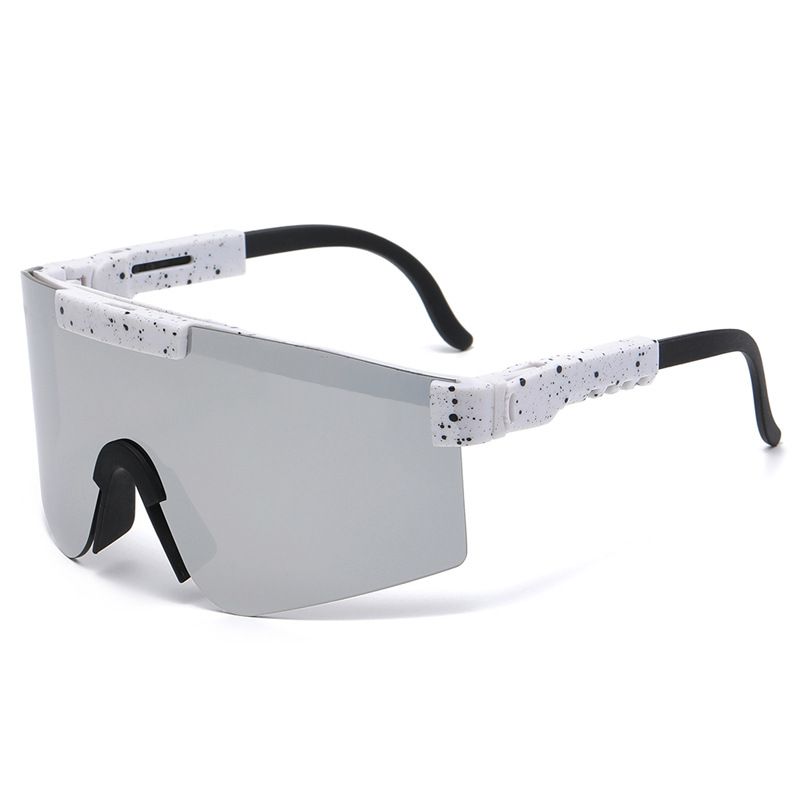 Fashion White Frame Black Splash Frame White Reflective C10 Pc Integrated Large Frame Sunglasses