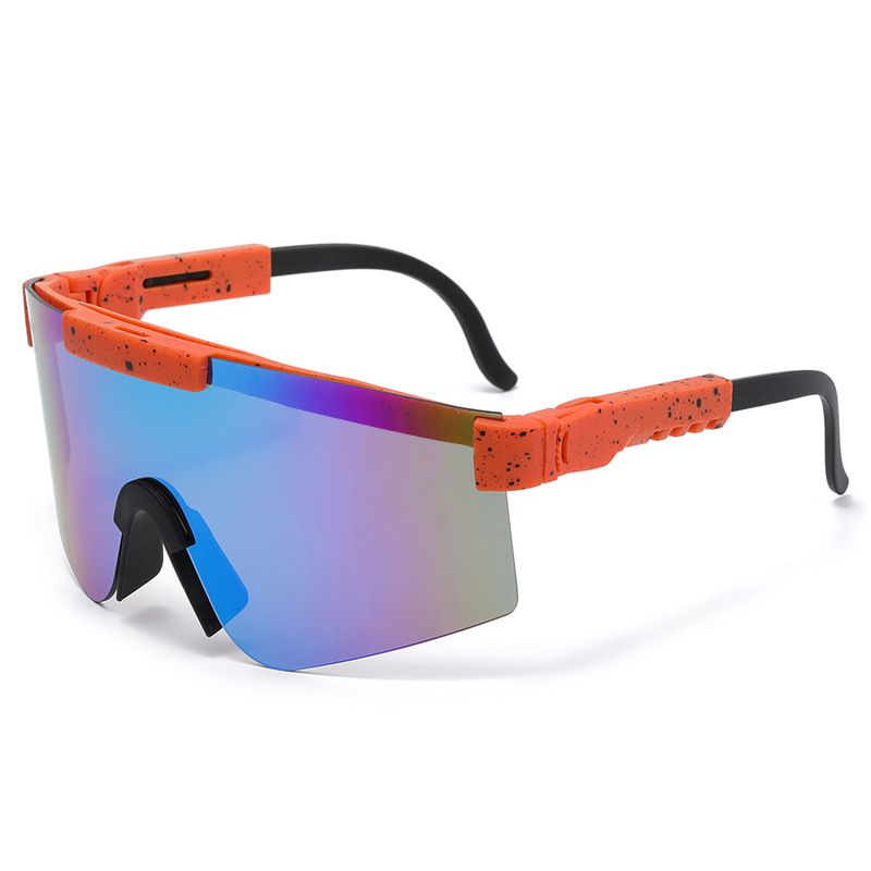 Fashion Orange Frame Black Splash Ink Frame Blue Reflective C24 Pc Integrated Large Frame Sunglasses