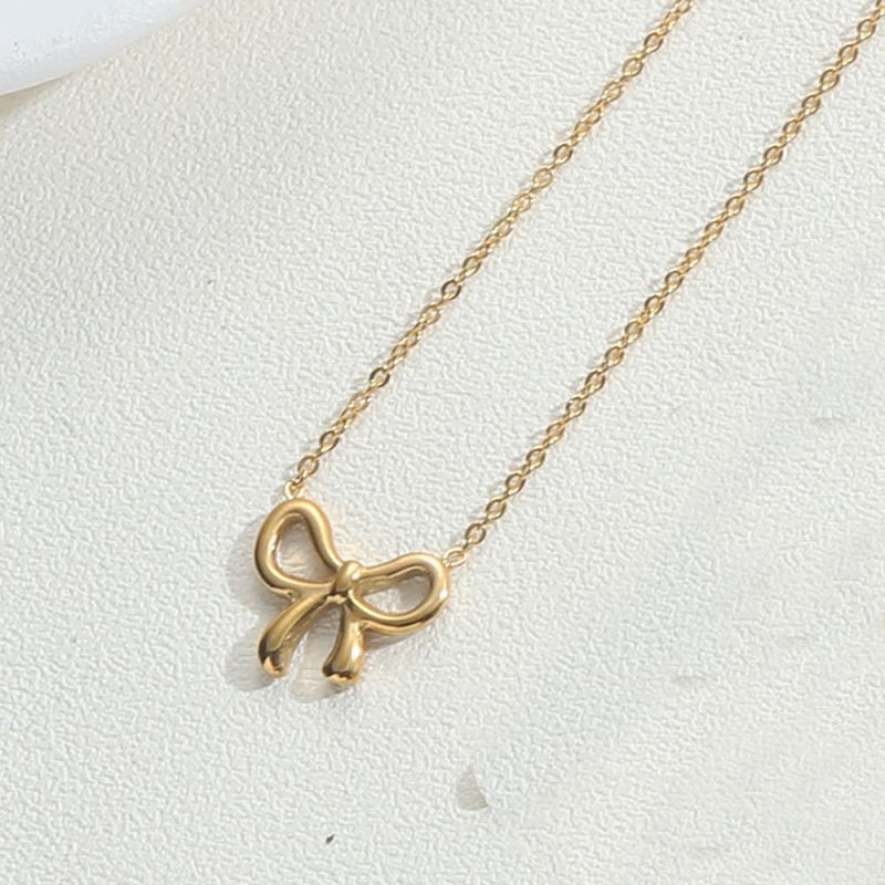Fashion Glossy Double-ring Bow (o-shaped Chain) Copper Bow Necklace