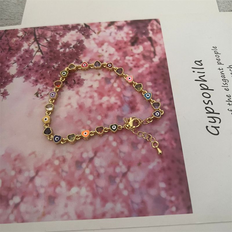 Fashion Color Copper Diamond Eye Love Bracelet