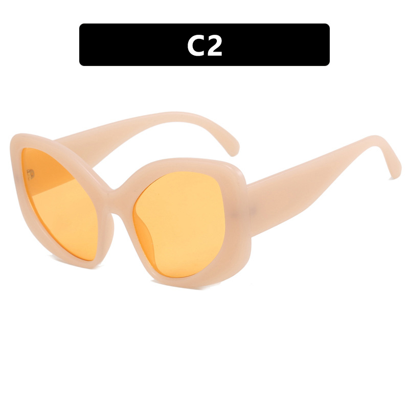 Fashion Jelly Pink Orange Special Shaped Large Frame Sunglasses