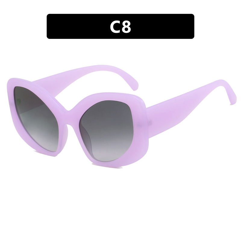 Fashion Sand Jelly Purple Double Gray Special Shaped Large Frame Sunglasses