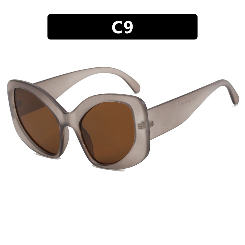 Fashion Sand Purple Gray Tea Tablets Special Shaped Large Frame Sunglasses