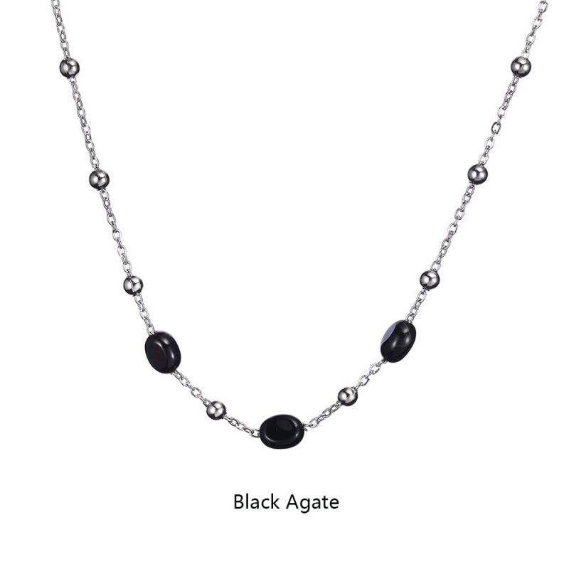 Fashion 1# Geometric Natural Stone Bead Chain Necklace