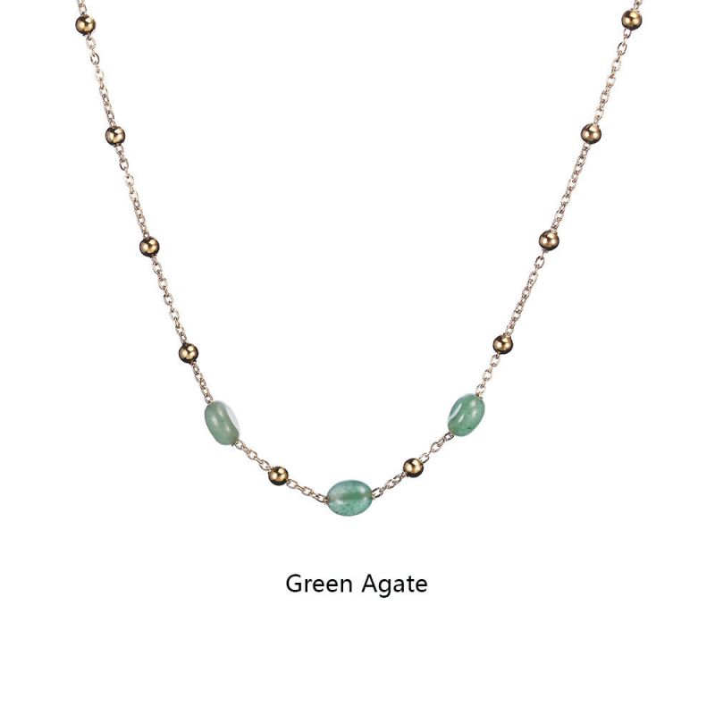 Fashion 3# Geometric Natural Stone Bead Chain Necklace
