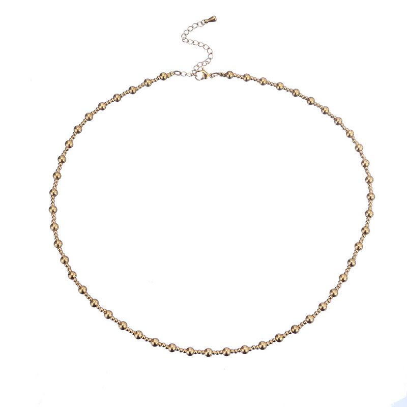 Fashion Gold Stainless Steel Beaded Necklace