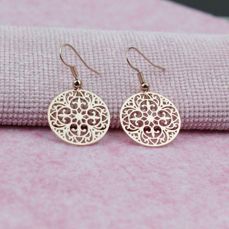 Fashion Rose Gold Copper Geometric Hollow Earrings