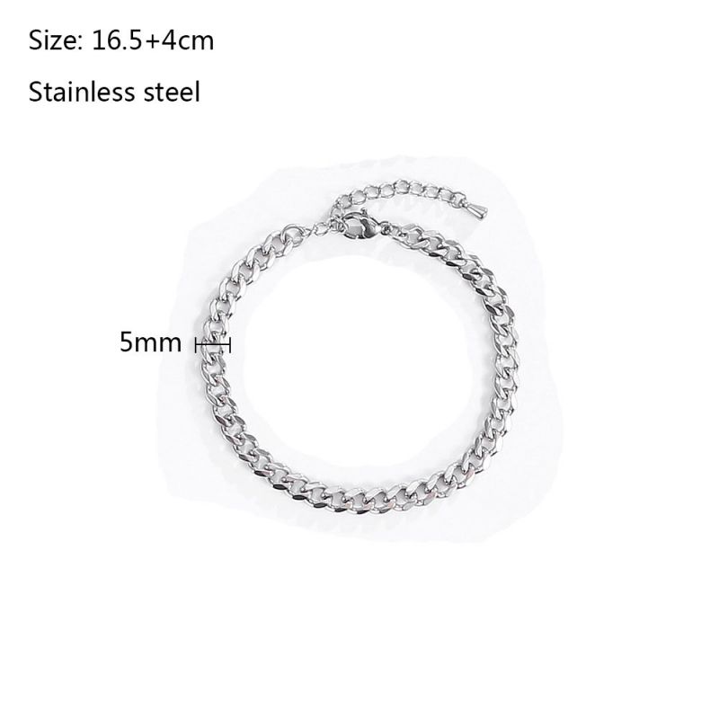 Fashion Bracelet S-5mm Stainless Steel Geometric Chain Bracelet
