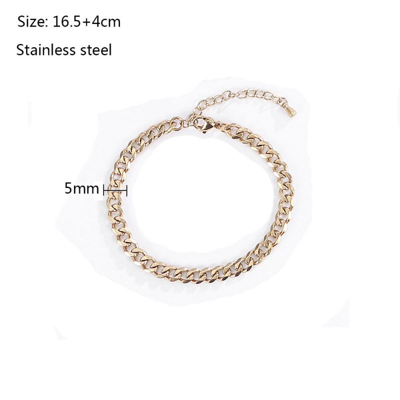 Fashion Bracelet G-5mm Stainless Steel Geometric Chain Bracelet