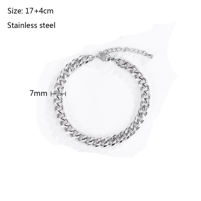 Fashion Bracelet S-7mm Stainless Steel Geometric Chain Bracelet