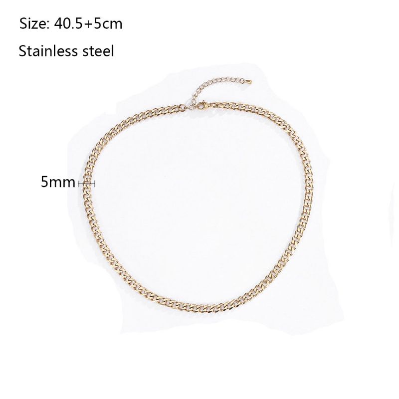 Fashion Necklace G-5mm Stainless Steel Geometric Chain Necklace