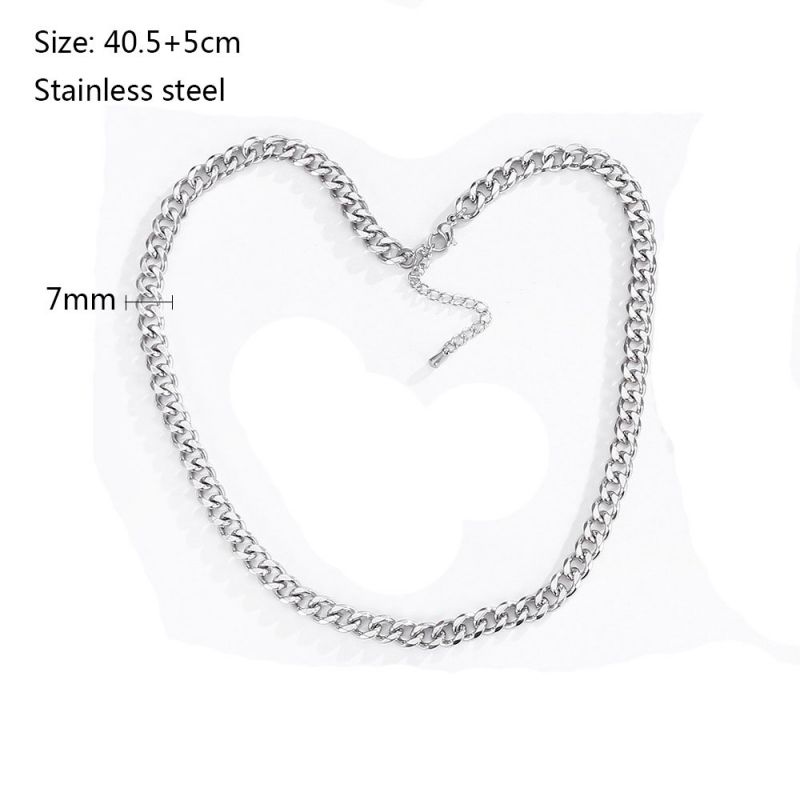 Fashion Necklace S-7mm Stainless Steel Geometric Chain Necklace