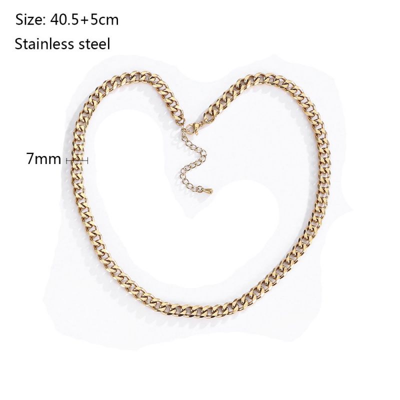 Fashion Necklace G-7mm Stainless Steel Geometric Chain Necklace