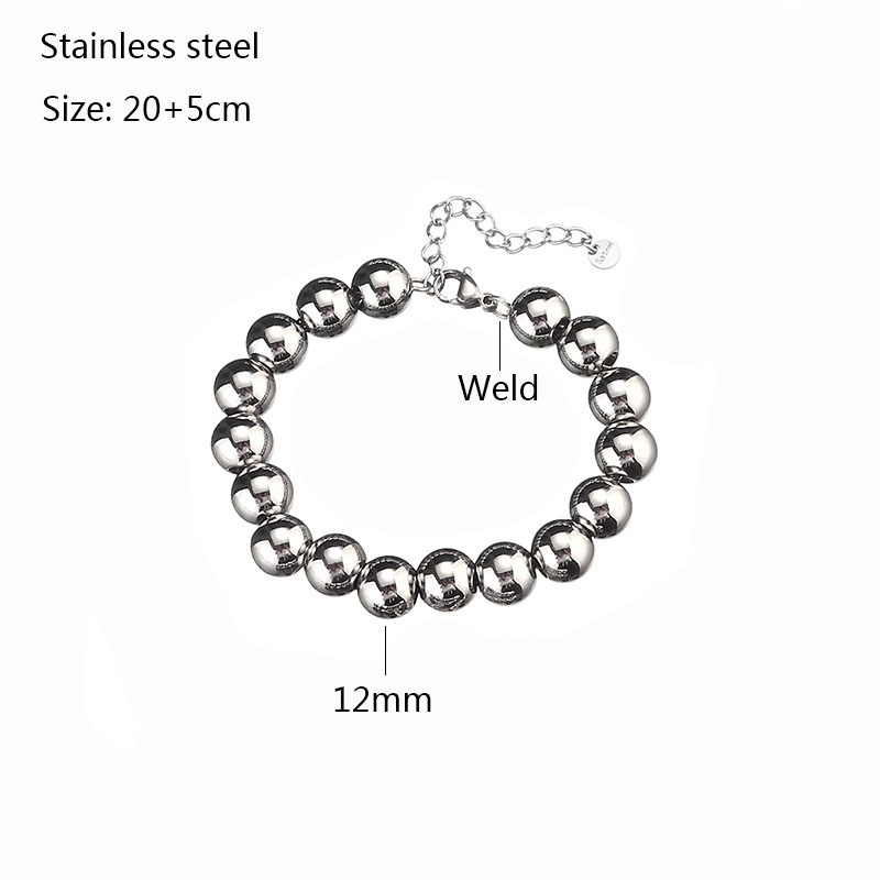 Fashion 12mm Stainless Steel Geometric Beaded Bracelet
