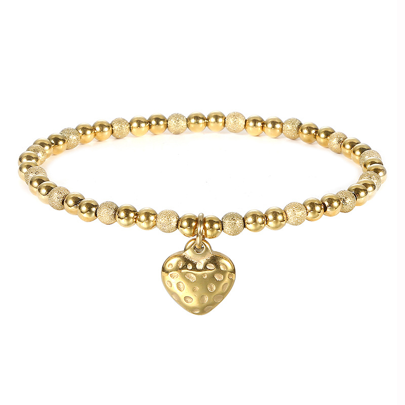 Fashion True Gold In The Furnace Stainless Steel Beaded Love Bracelet