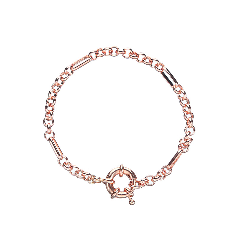 Fashion Rose Gold Copper Chain Spring Clasp Bracelet
