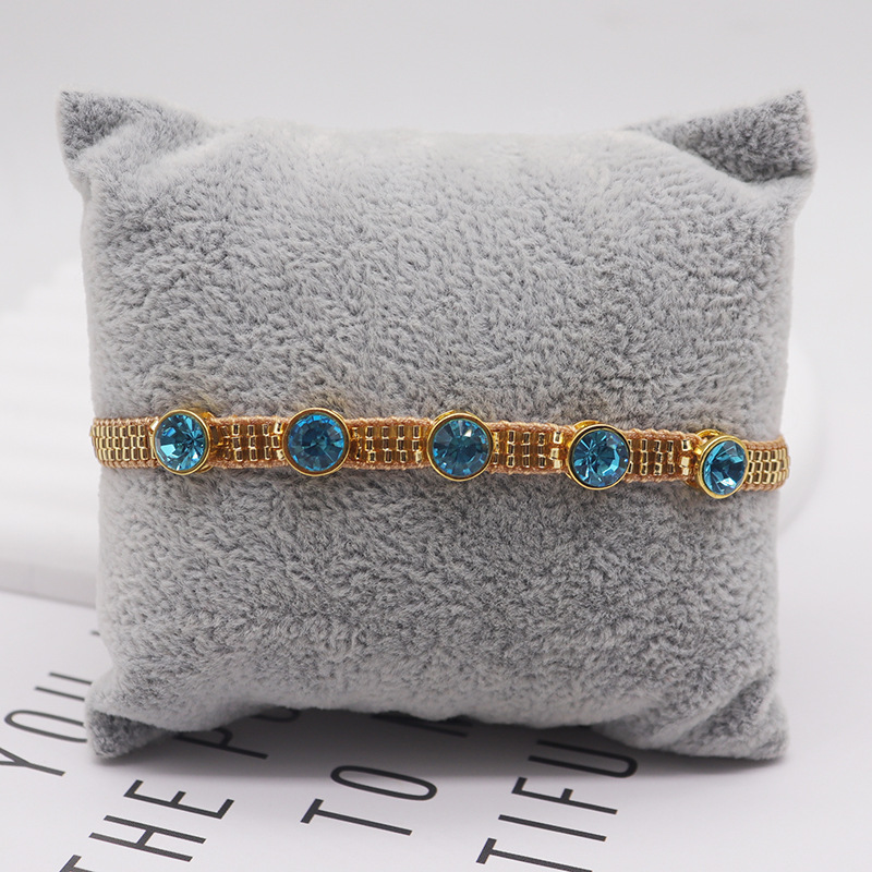 Fashion Gold Rice Beads Woven Round Zirconium Bracelet