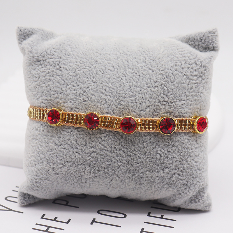 Fashion Golden 3 Rice Beads Woven Round Zirconium Bracelet