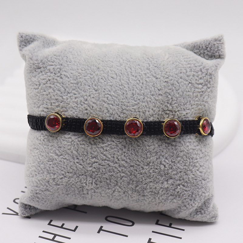 Fashion Black Rice Beads Woven Round Zirconium Bracelet