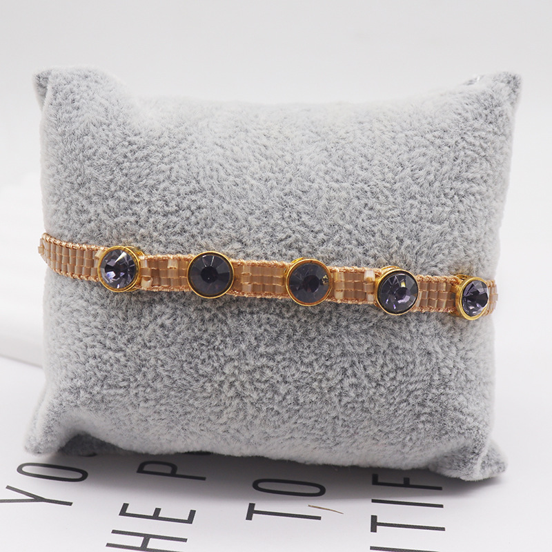 Fashion 13# Rice Beads Woven Round Zirconium Bracelet