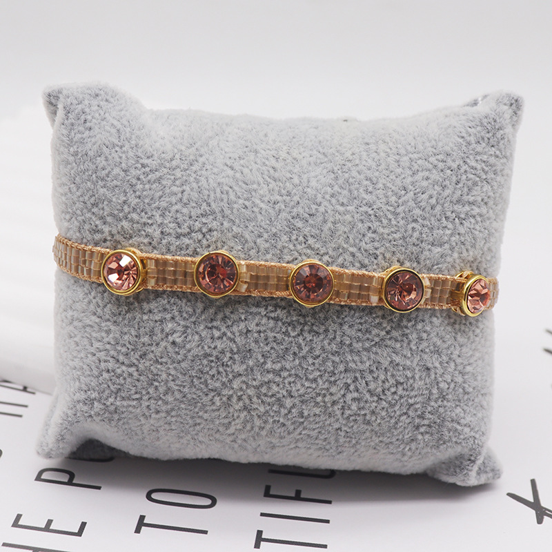 Fashion 18# Rice Beads Woven Round Zirconium Bracelet