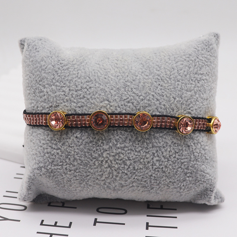 Fashion 20# Rice Beads Woven Round Zirconium Bracelet