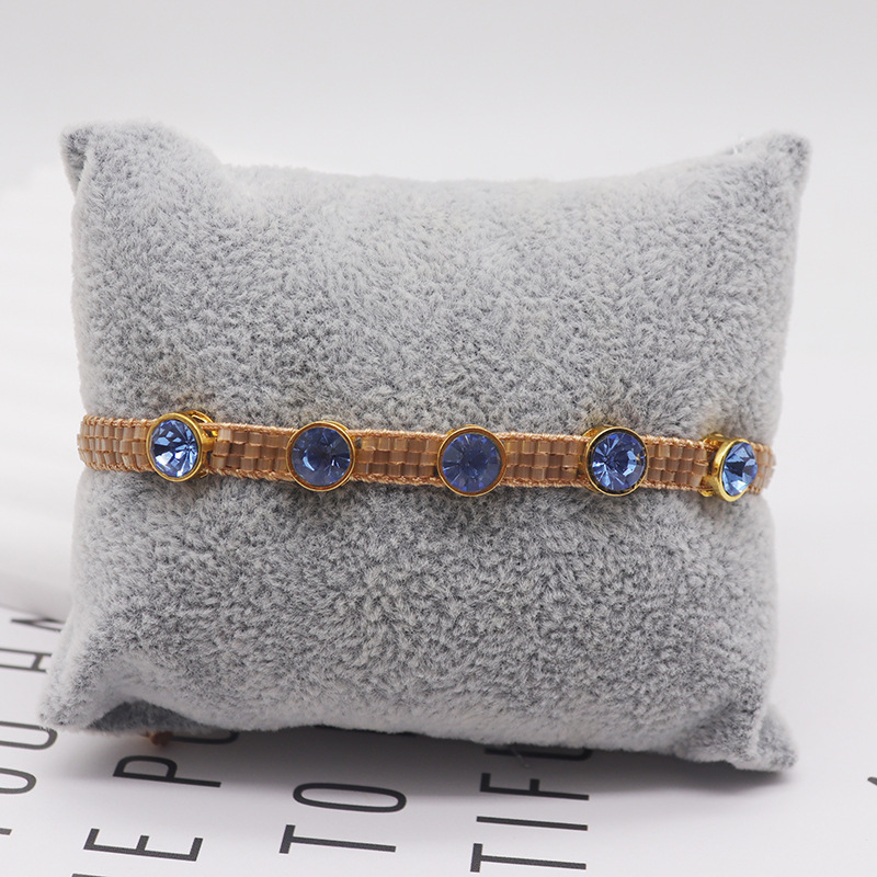 Fashion 25# Rice Beads Woven Round Zirconium Bracelet
